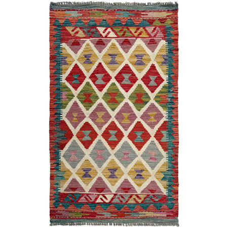 Handmade Vegetable Kilim 2' 4" x 4' 3" ft / 72 x 129 cm - No. P37050