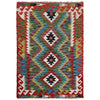 Multi Color ful Flat-Weave Wool Kilim 2' 9" x 4' 2" ft / 84 x 128 cm - No. P37053