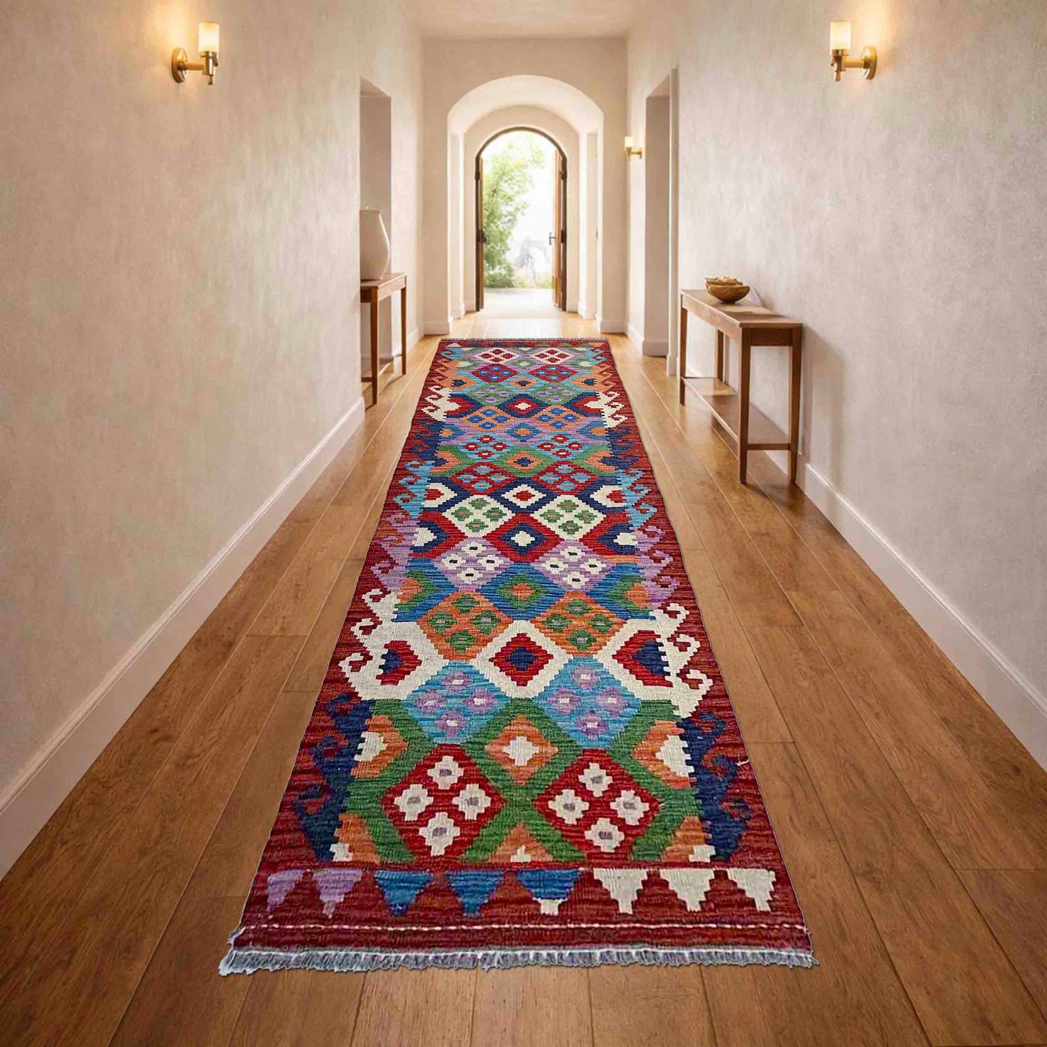 Long Chobi Kilim Runner 2' 7" x 9' 6" ft / 80 x 289 cm - No. P37055