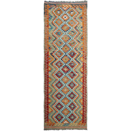 Handmade Turkish Design Wool Kilim Runner 2' 9" x 9' 9" ft / 84 x 298 cm - No. P37059