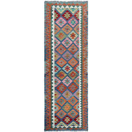 Hand Knotted Flatweave Kilim Runner 2' 9" x 9' 11" ft / 83 x 303 cm - No. P37060