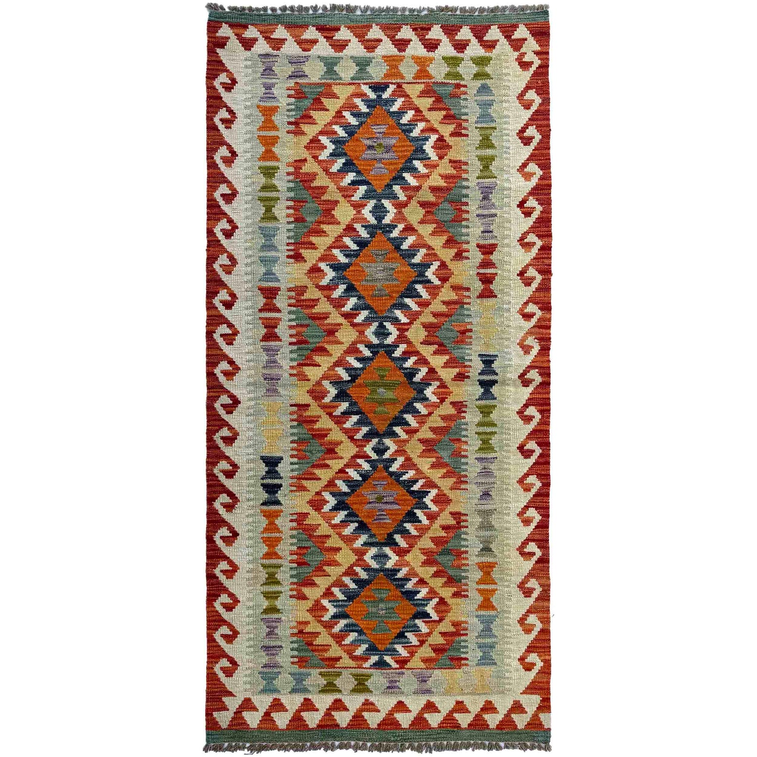 Short Kilim Runner 2' 9" x 6' 5" ft / 85 x 196 cm - No. P37068