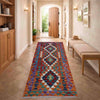 Multi Color ful Flat-Weave Wool Kilim Runner 2' 6" x 6' 3" ft / 76 x 190 cm - No. P37069