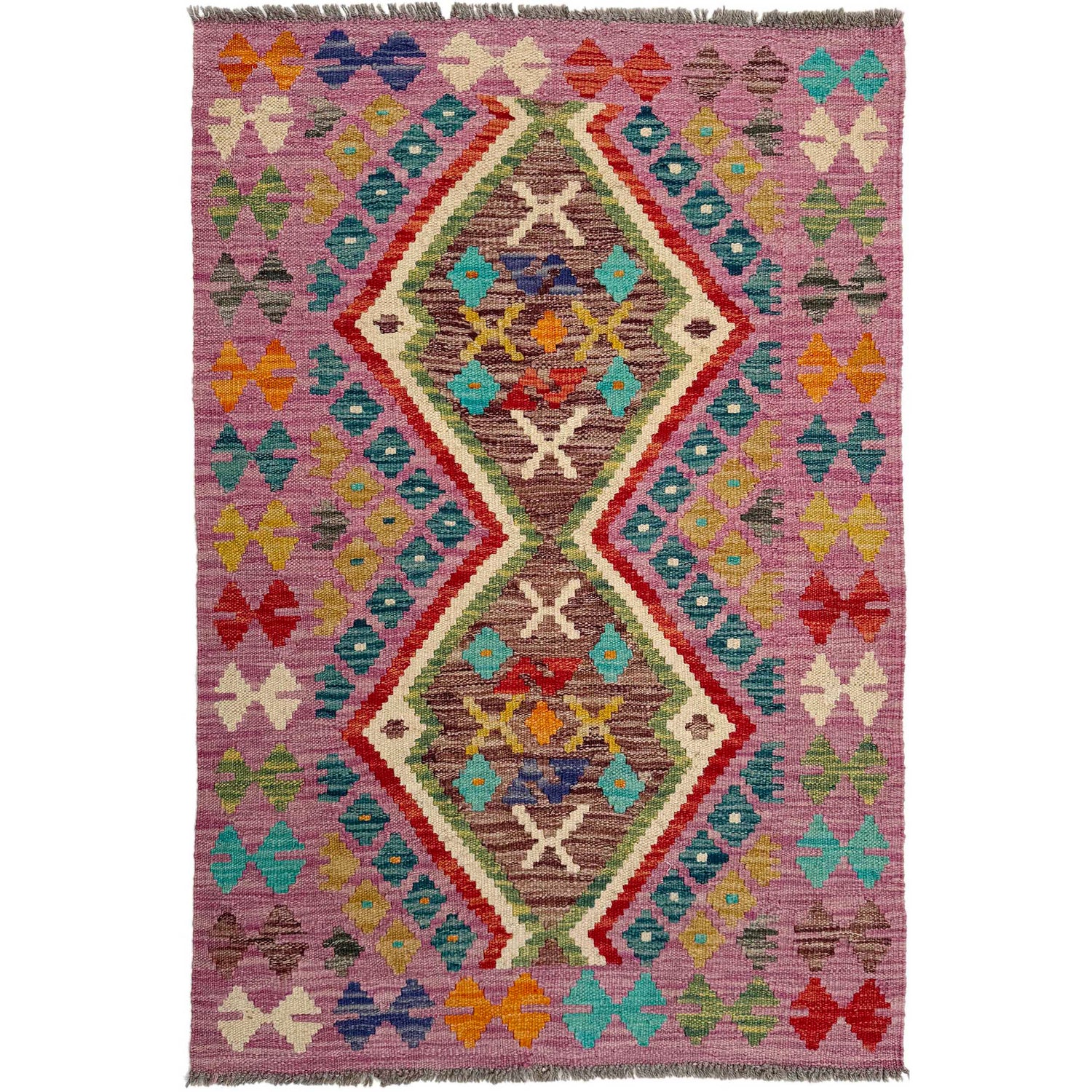 Hand Knotted Afghan Style Kilim 2' 7" x 3' 11" ft / 80 x 120 cm - No. P37073