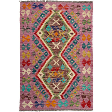 Hand Knotted Afghan Style Kilim 2' 7" x 3' 11" ft / 80 x 120 cm - No. P37073