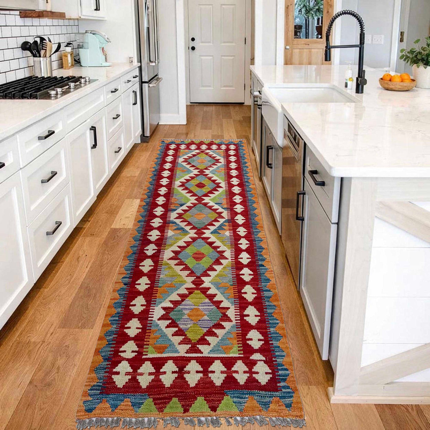 Short Chobi Kilim Runner 2' 5" x 6' 6" ft / 74 x 197 cm - No. P37082