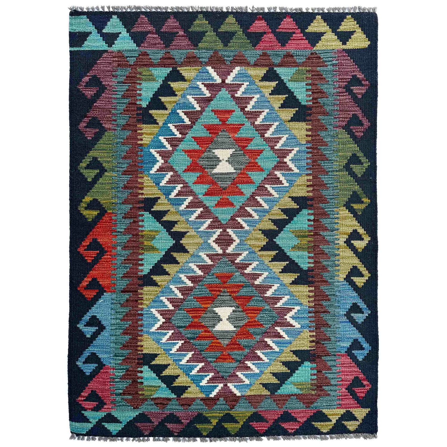 Hand Made Afghan Kilim 2' 10" x 3' 11" ft / 86 x 120 cm - No. P37104