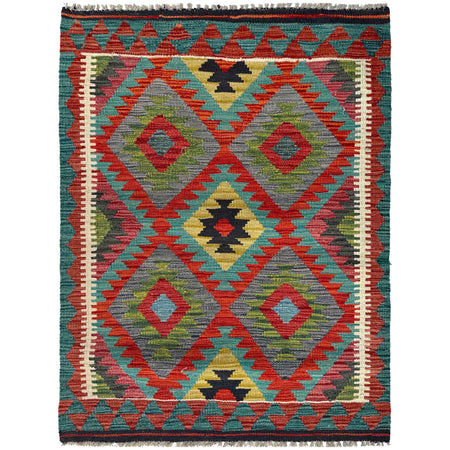 Hand Woven Wool Kelim 2' 10" x 4' 0" ft / 86 x 122 cm - No. P37107