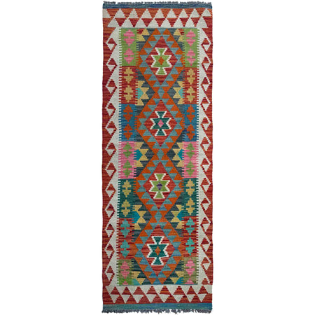 Hand Made Afghan Kilim Runner 2' 4" x 6' 11" ft / 72 x 211 cm - No. P37114