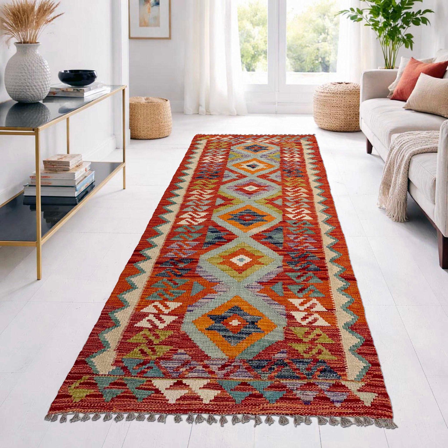 Short Kilim Runner 2' 6" x 6' 8" ft / 75 x 204 cm - No. P37121