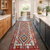 Multi Color ful Flat-Weave Wool Kilim Runner 2' 6" x 6' 7" ft / 75 x 200 cm - No. P37123