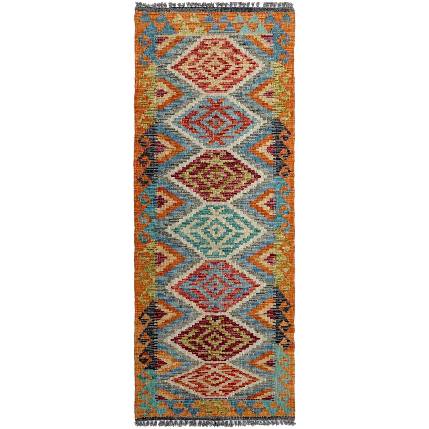 Handmade Vegetable Kelim Runner 2' 4" x 6' 3" ft / 72 x 190 cm - No. P37126
