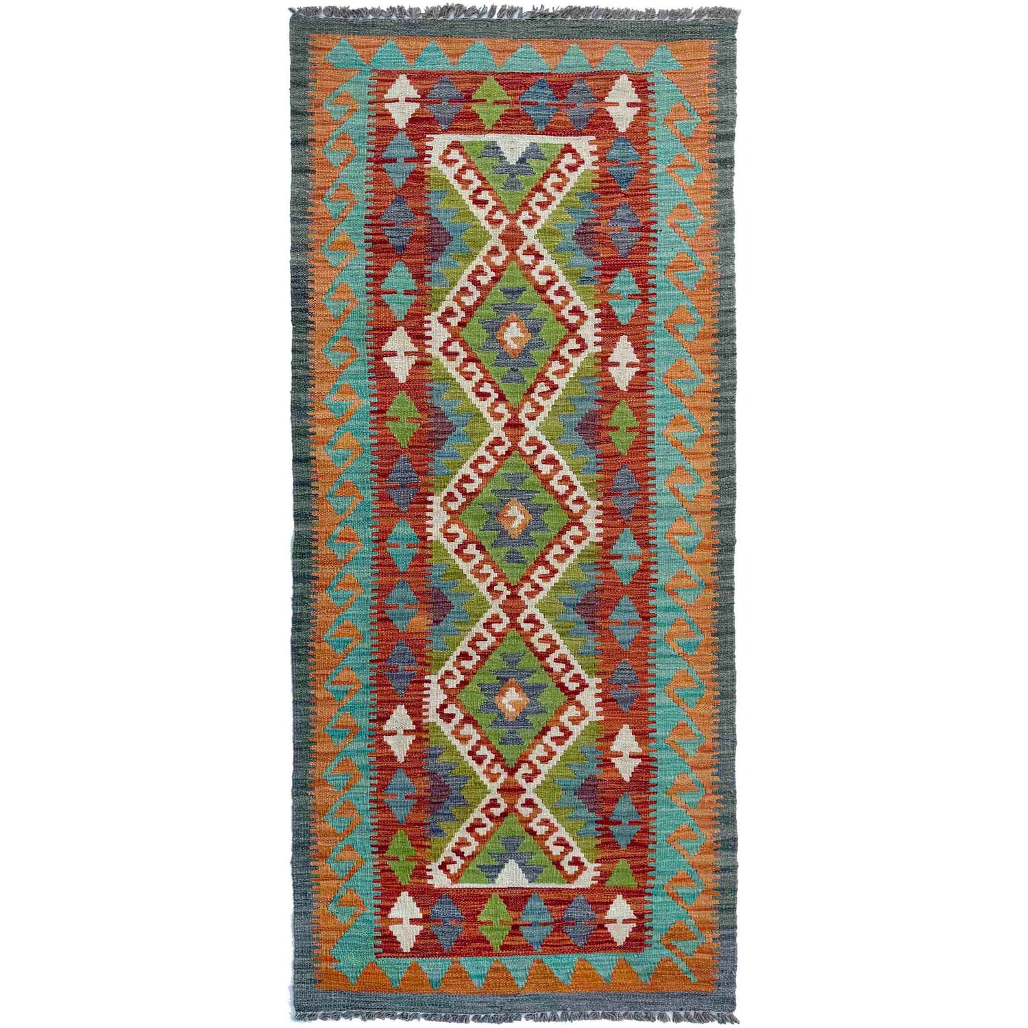 Short Chobi Kilim Runner 2' 5" x 6' 7" ft / 73 x 200 cm - No. P37131