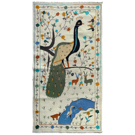 Design Embroidery Kilim 3' 5" x 6' 6" ft / 103 x 198 cm - No. P37138