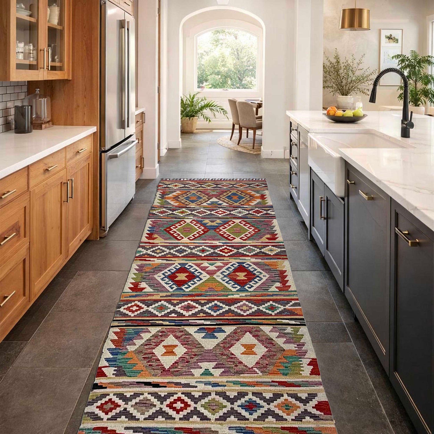 Hand Knotted Flatweave Kilim Runner 2' 9" x 8' 1" ft / 83 x 246 cm - No. P37144