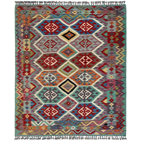 Hand Knotted Flatweave Kilim 5' 0" x 6' 7" ft / 152 x 201 cm - No. P37178