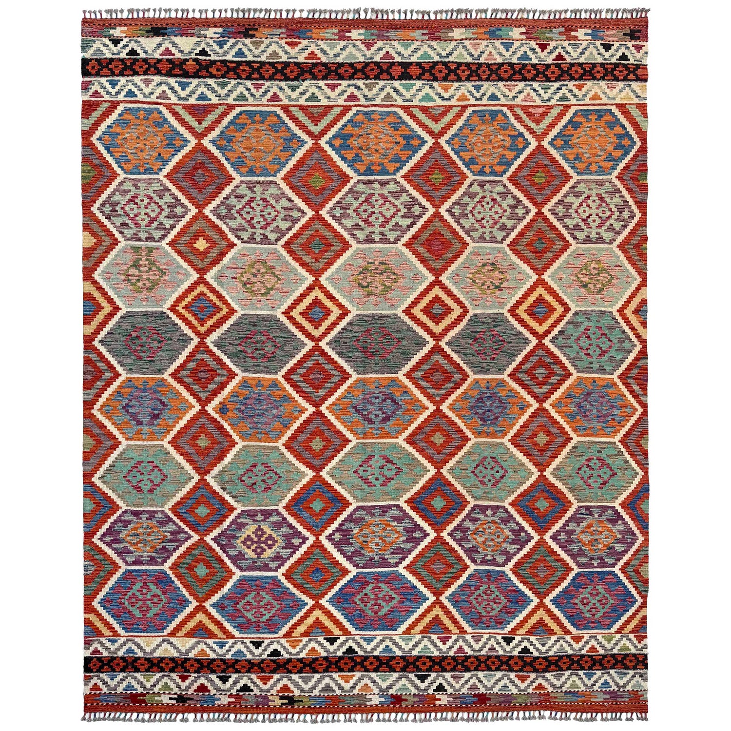 Handmade Turkish Design Wool Kilim 8' 4" x 10' 0" ft / 253 x 304 cm - No. P37180