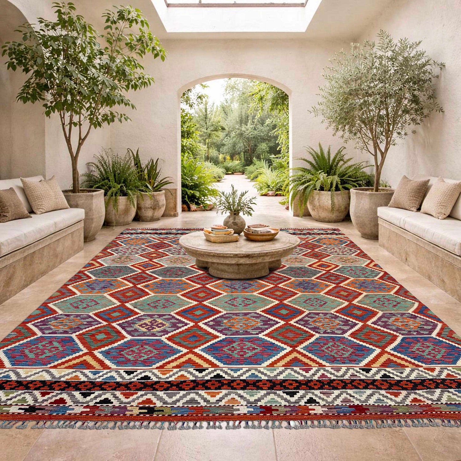 Handmade Turkish Design Wool Kilim 8' 4" x 10' 0" ft / 253 x 304 cm - No. P37180