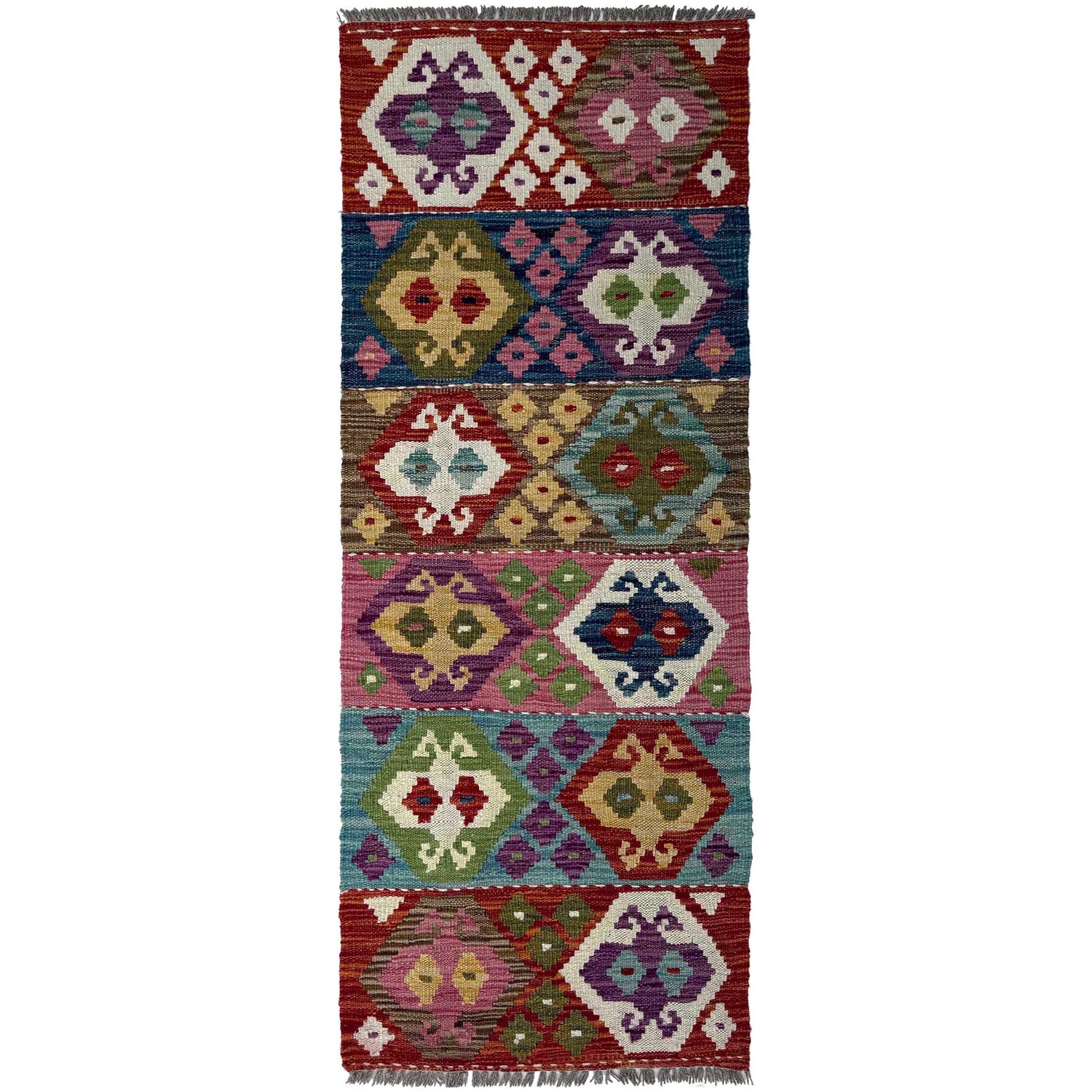 Hand Knotted Afghan Style Kilim Runner 1' 8" x 4' 10"  ft / 52 x 148 cm - No. P37208