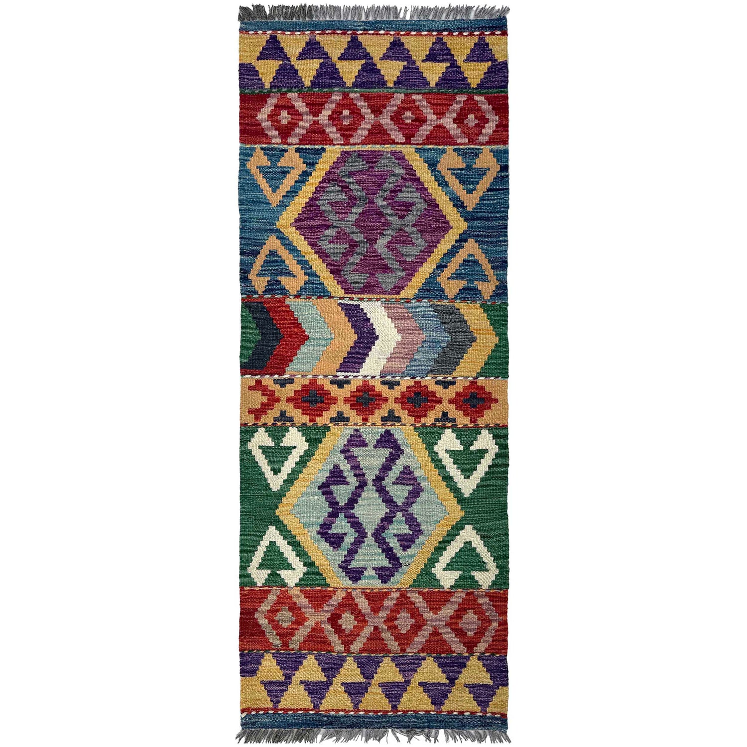 Hand Woven Wool Kelim Runner 1' 9" x 4' 10"  ft / 54 x 147 cm - No. P37211
