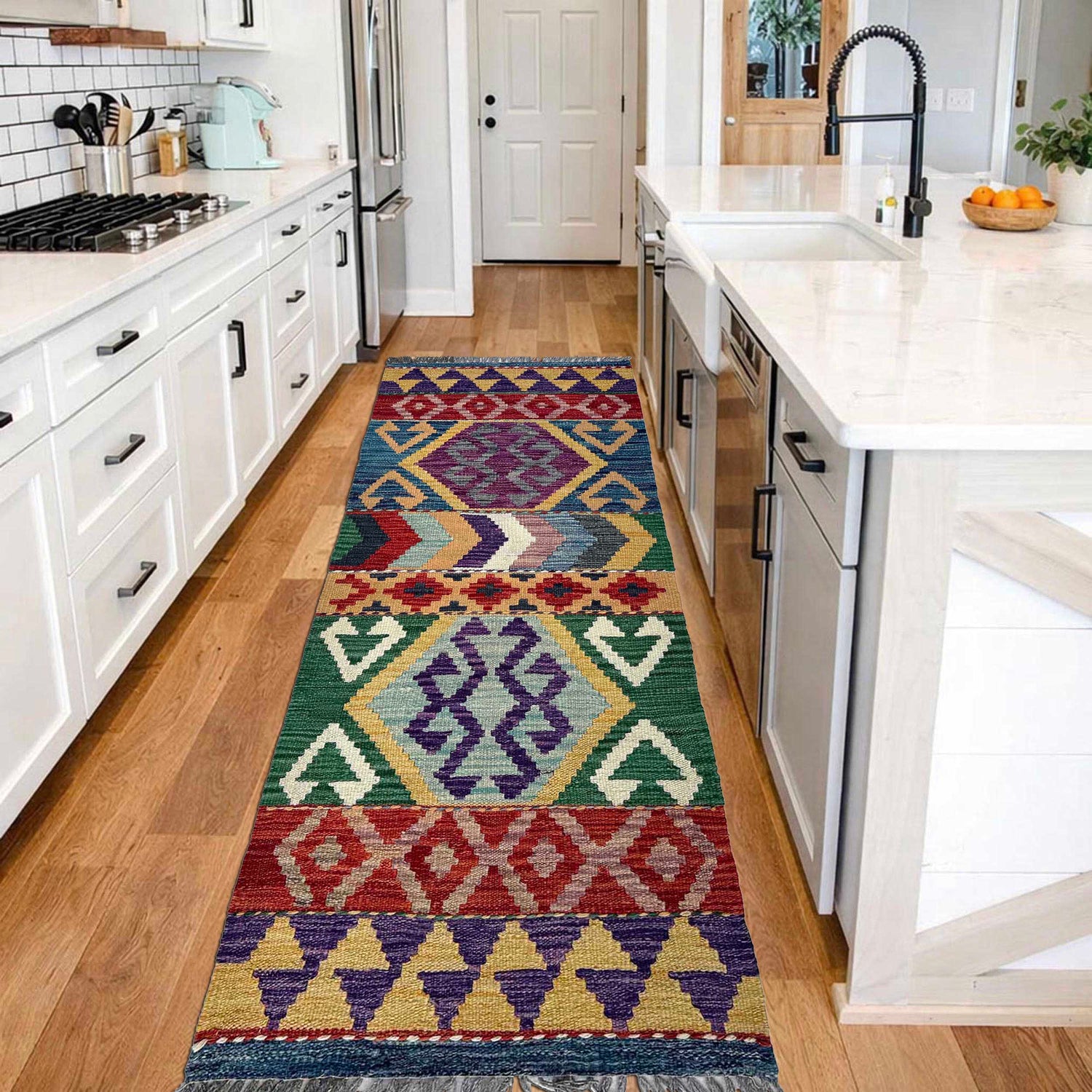 Hand Woven Wool Kelim Runner 1' 9" x 4' 10"  ft / 54 x 147 cm - No. P37211