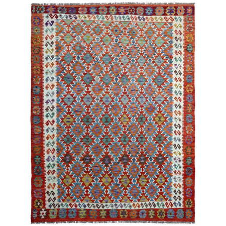 Handmade Afghan Vegetable Kilim 7' 3" x 10' 4" ft / 222 x 314 cm - No. P37216