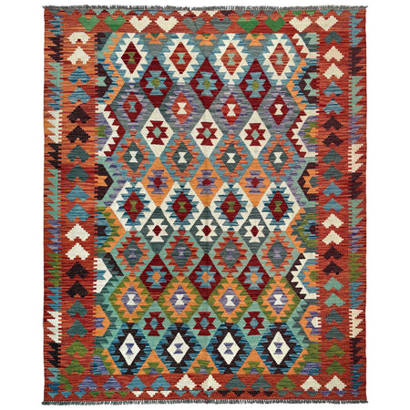 Hand Knotted Afghan Style Kilim 6' 5" x 9' 7" ft / 196 x 292 cm - No. P37217