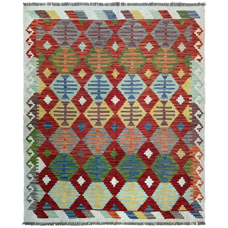 Handmade Afghan Vegetable Kilim5' 0" x 6' 3" ft / 152 x 191 cm - No. P37227