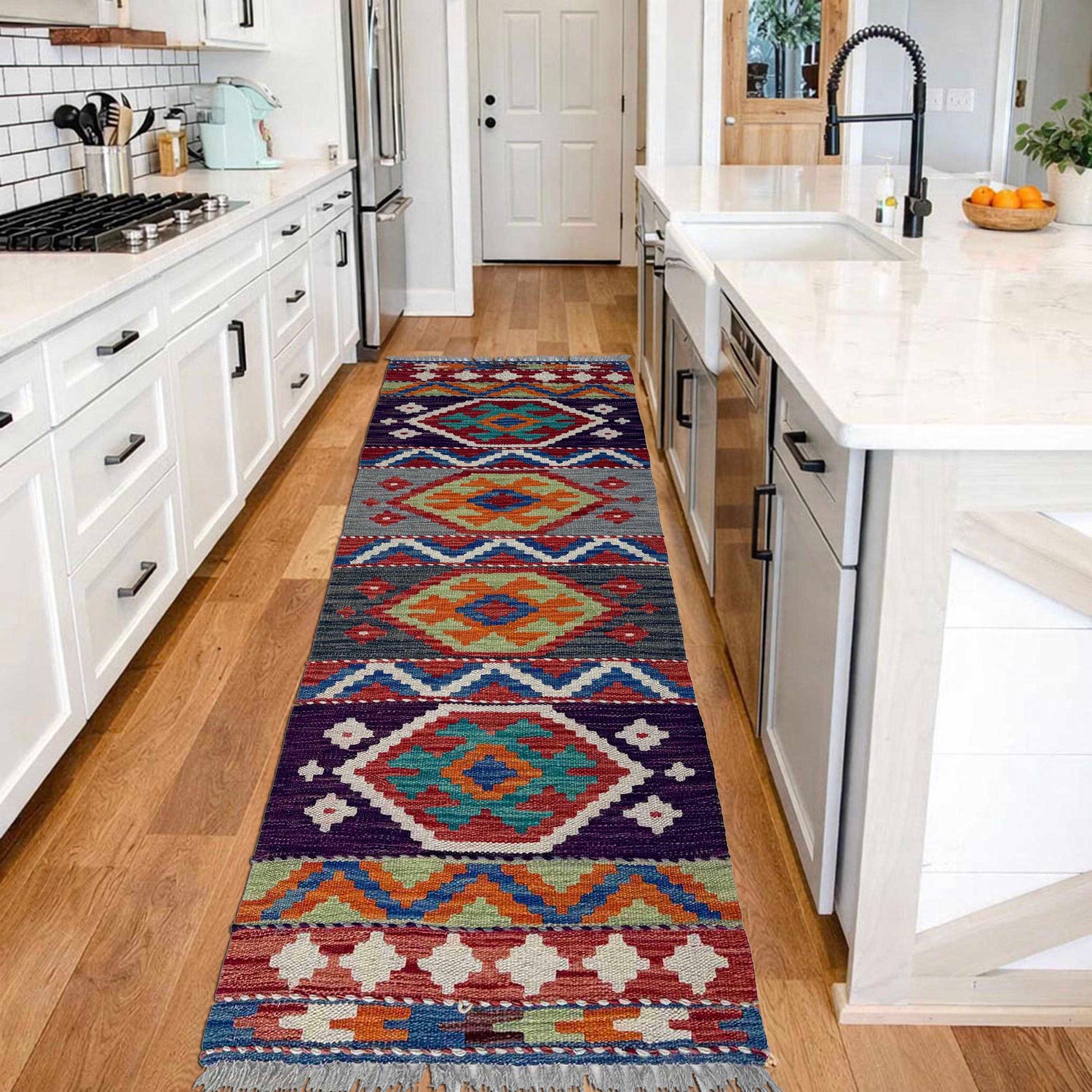 Hand Knotted Flatweave Kilim Runner 1' 8" x 4' 11"  ft / 50 x 149 cm - No. P37230