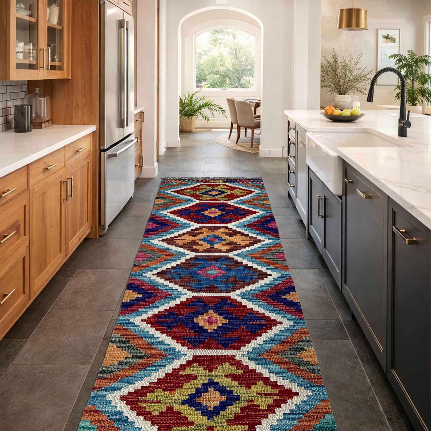 Handmade Afghan Vegetable Kilim Runner 1' 7" x 5' 2"  ft / 49 x 158 cm - No. P37231