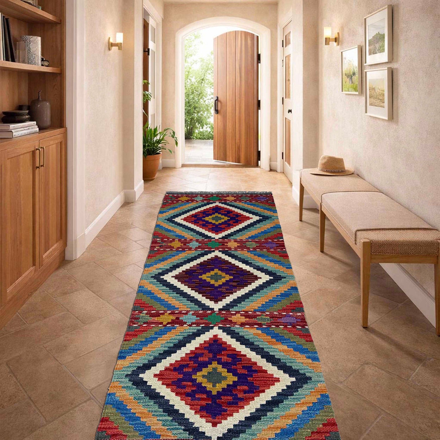 Hand Made Afghan Kilim Runner 1' 8" x 4' 11"  ft / 50 x 151 cm - No. P37232