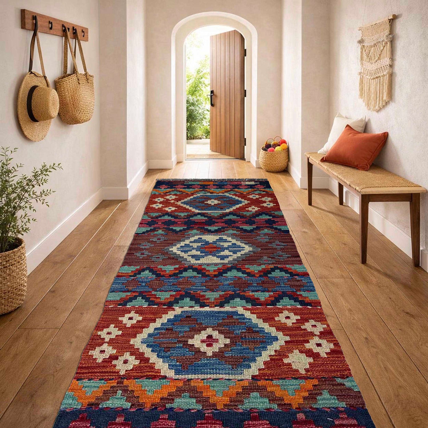 Handmade Vegetable Kelim Runner 1' 8" x 4' 11"  ft / 51 x 150 cm - No. P37237