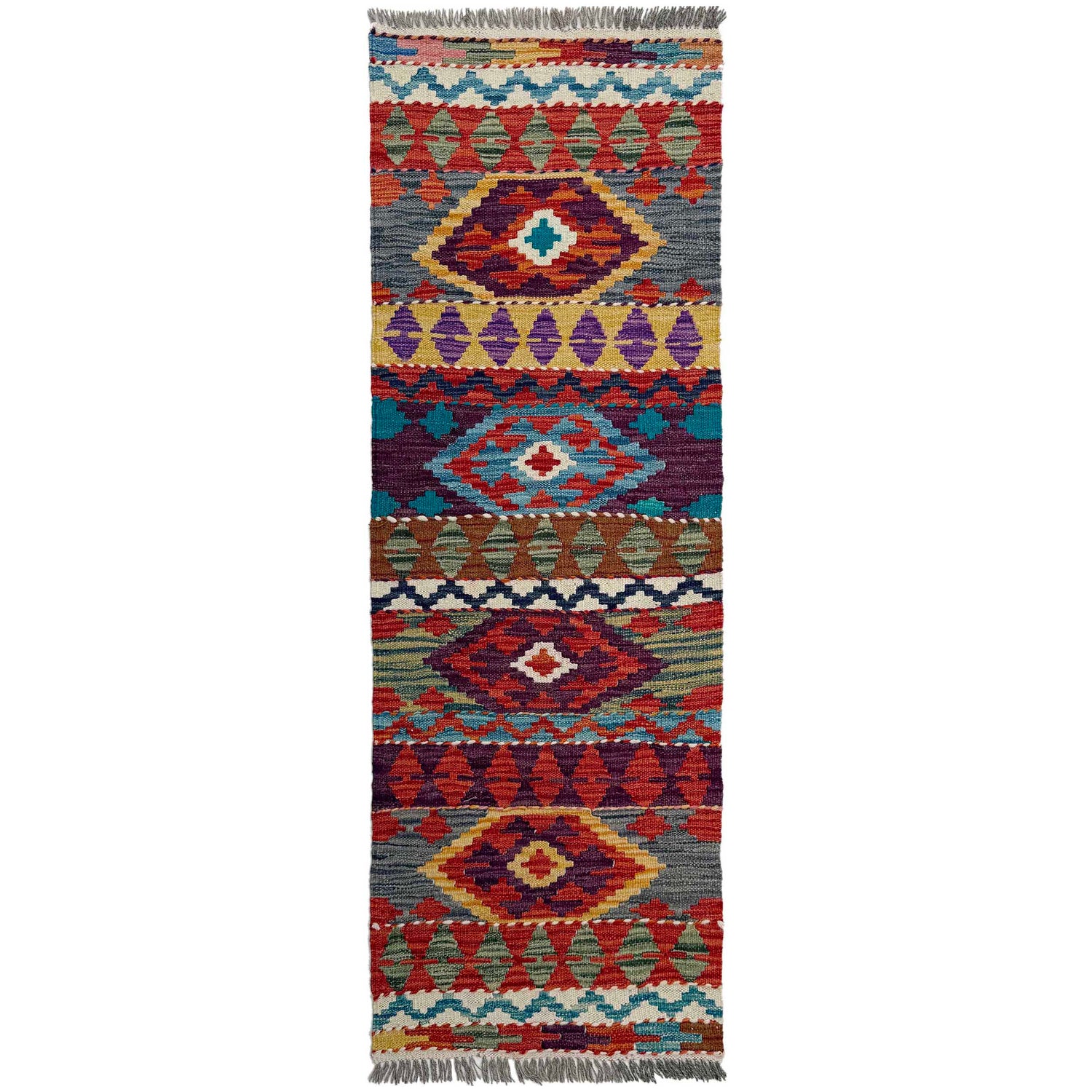 Hand Knotted Afghan Style Kilim Runner 1' 8" x 5' 1"  ft / 52 x 154 cm - No. P37241
