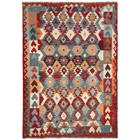 Hand Woven Wool Kelim 6' 4" x 9' 5" ft / 194 x 288 cm - No. P37243