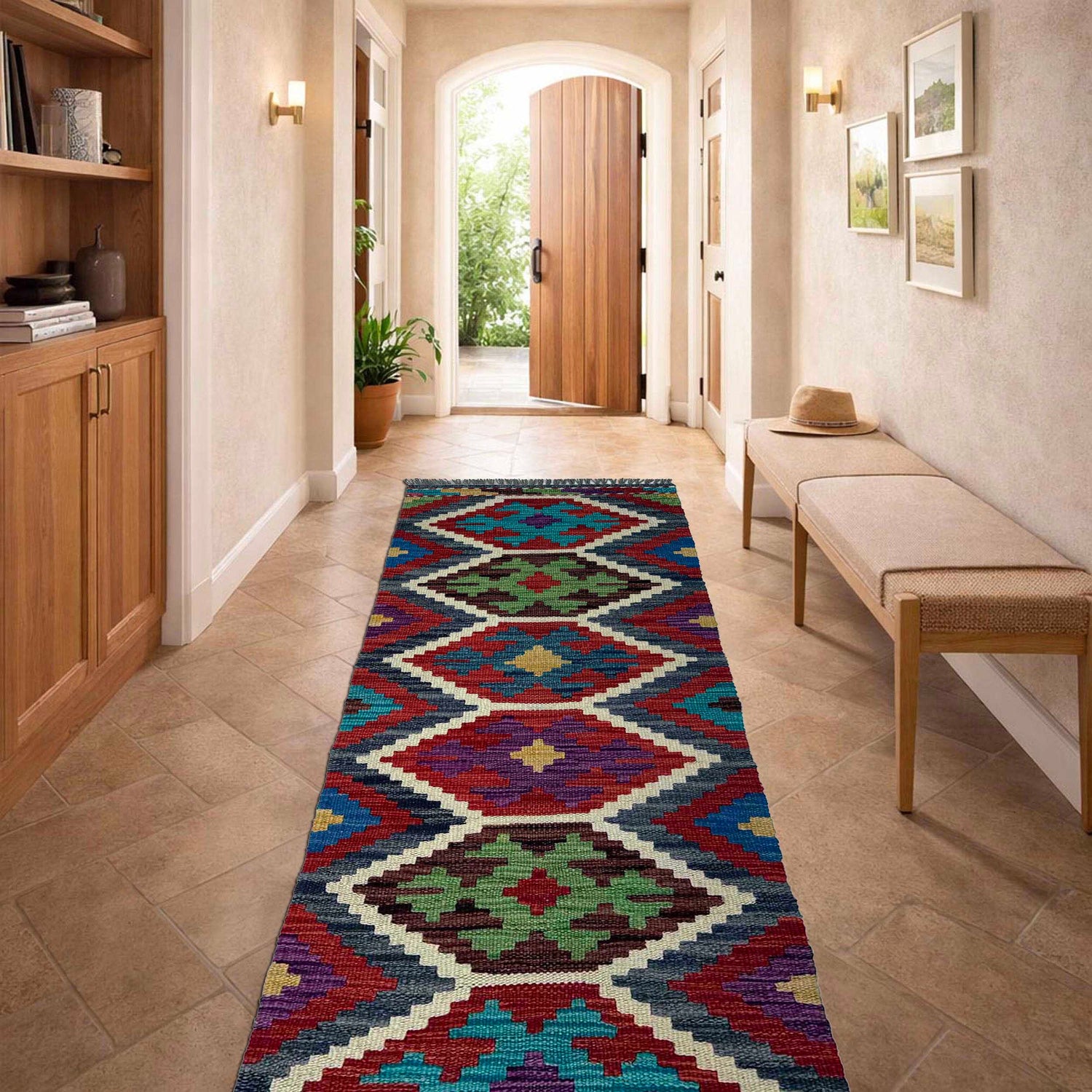 Short Chobi Kilim Runner 1' 7" x 5' 2"  ft / 47 x 157 cm - No. P37244