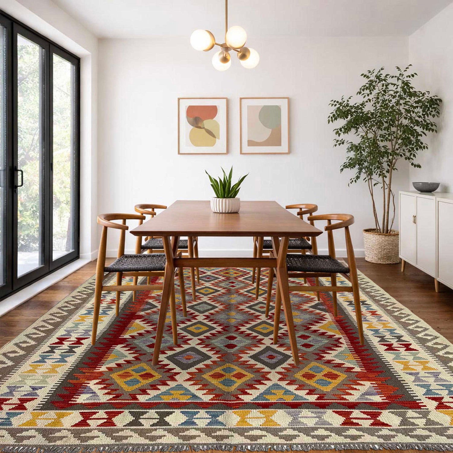 Handmade Turkish Design Wool Kilim 6' 8" x 10' 1" ft / 203 x 307 cm - No. P37247