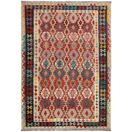 Handmade Afghan Vegetable Kilim 6' 9" x 9' 11" ft / 205 x 303 cm - No. P37251