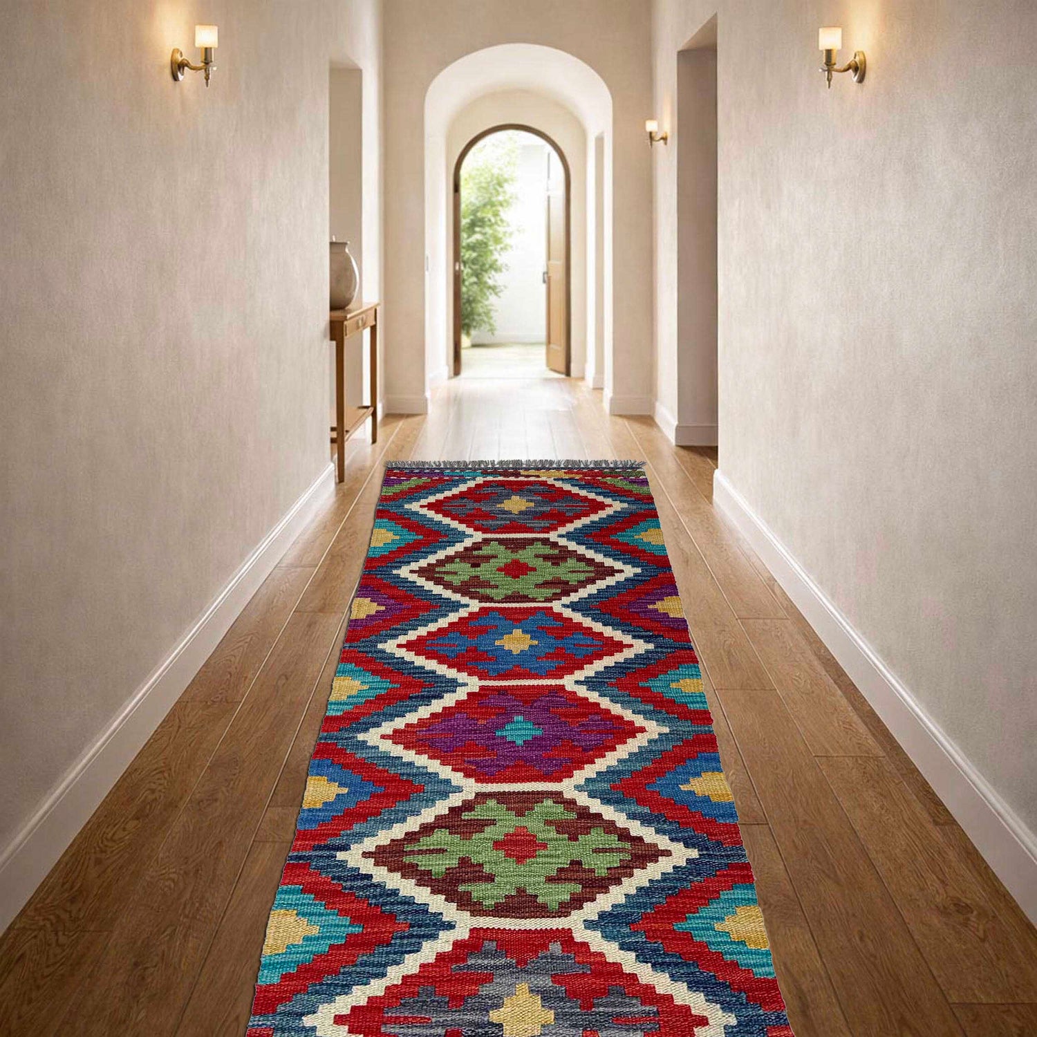 Hand Knotted Flatweave Kilim Runner 1' 8" x 5' 2"  ft / 50 x 157 cm - No. P37253