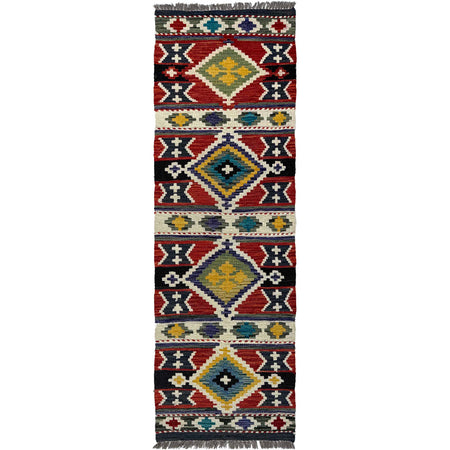 Multi Color ful Flat-Weave Wool Kilim Runner  1' 8" x 5' 3"  ft / 52 x 159 cm - No. P37261