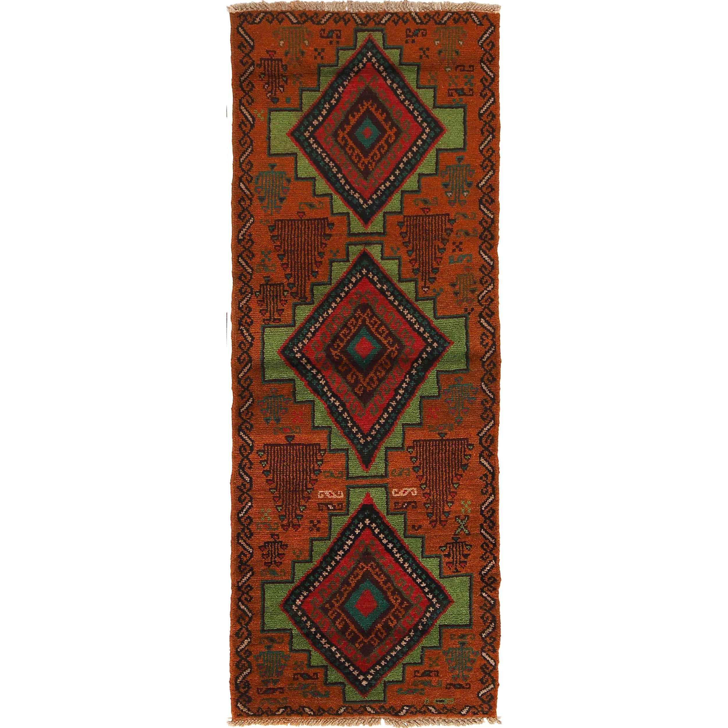 Traditional Handwoven Baluch Runner 2' 1" x 6' 8" ft / 63 x 202 cm - No. R18321