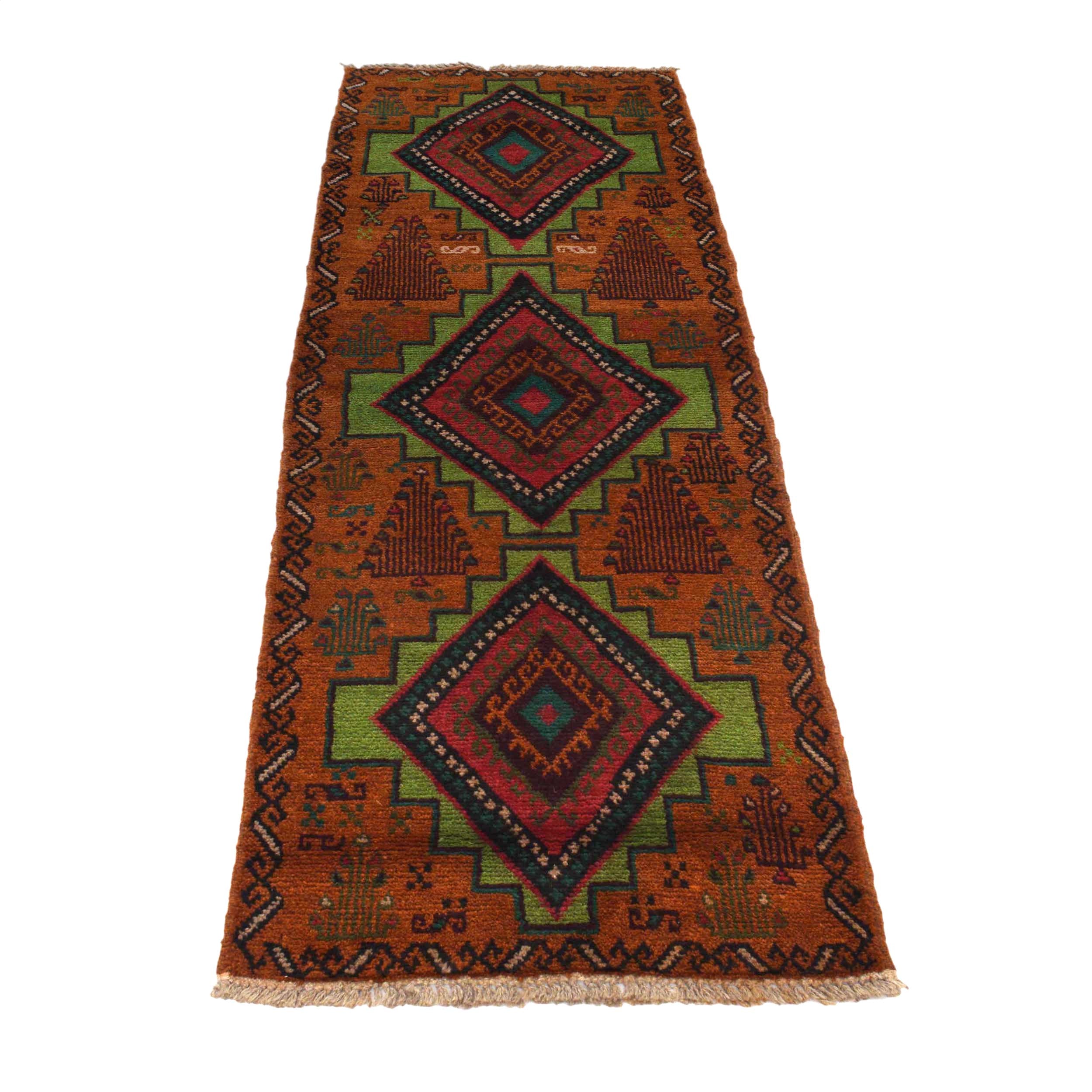 Traditional Handwoven Baluch Runner 2' 1" x 6' 8" ft / 63 x 202 cm - No. R18321