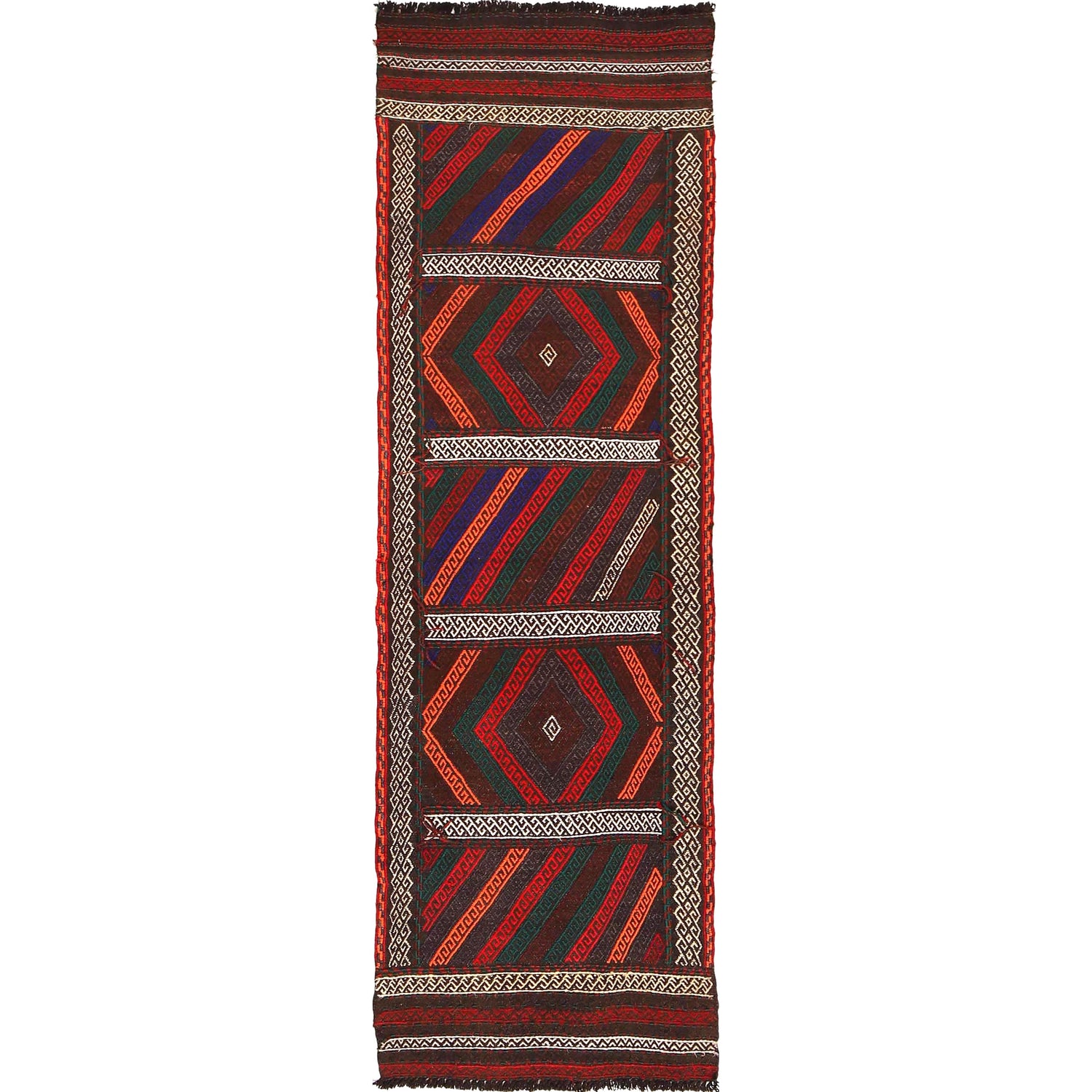 Handmade Flatweave Kilim Runner 2' 0" x 7' 0" ft / 62 x 214 cm - No. R18401