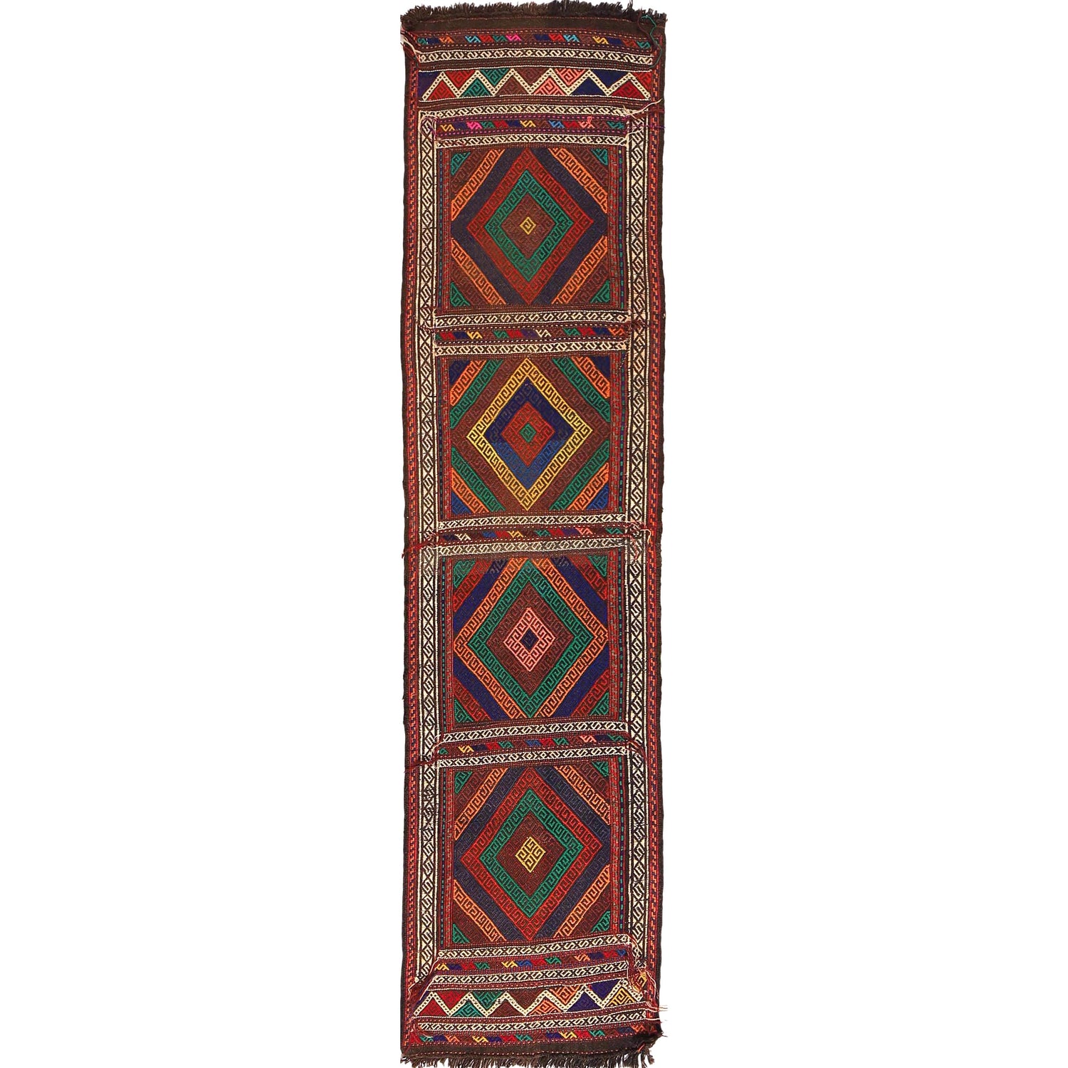 Handmade Flatweave Kilim Runner 1' 10" x 7' 5" ft / 55 x 225 cm - No. R18404