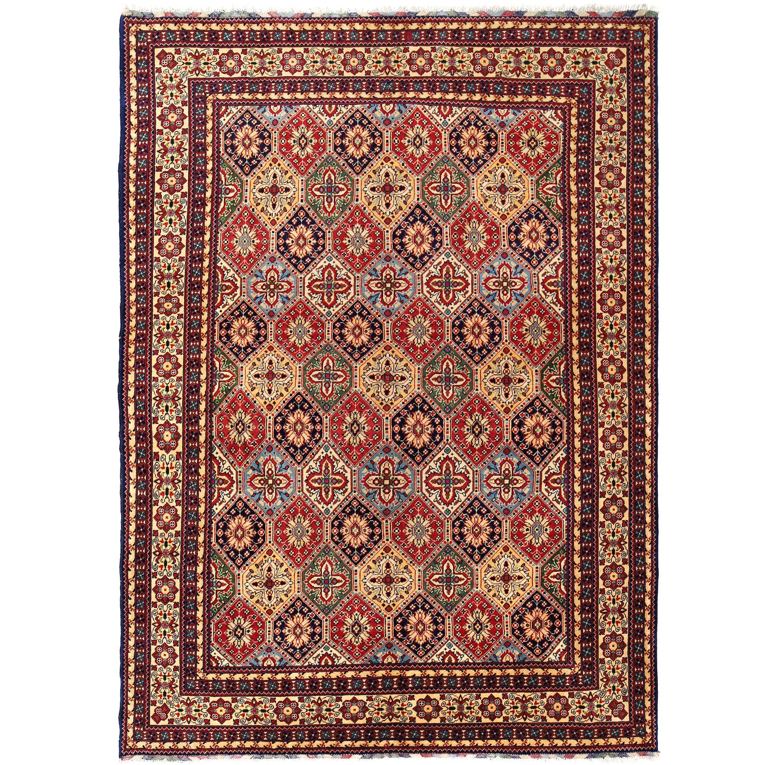 Authentic Hand-Knotted Afghan Rug 6' 9" x 9' 6" ft / 206 x 290 cm - No. R21347