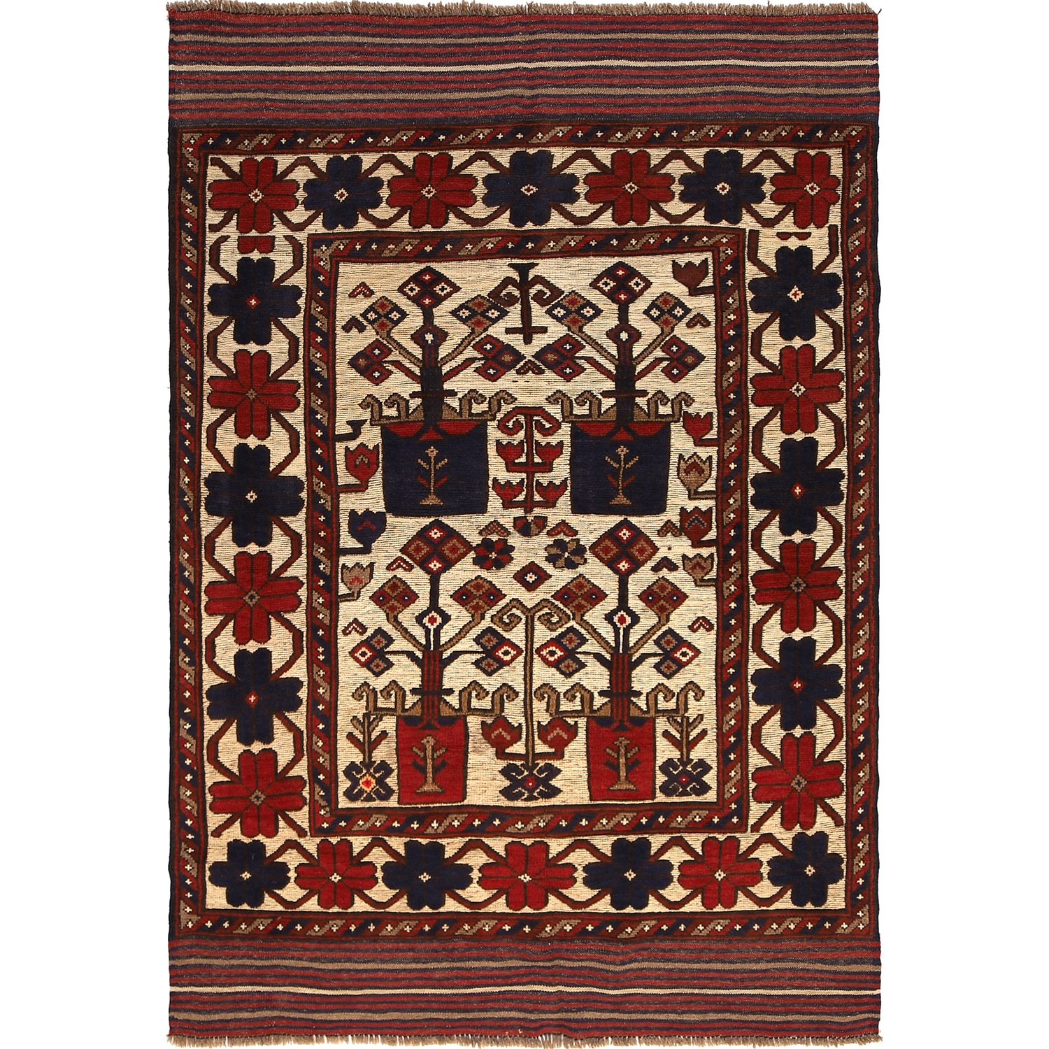 Handmade Barjista Kilim Rug 4' 3" x 6' 1" ft / 130 x 186 cm - No. R22039
