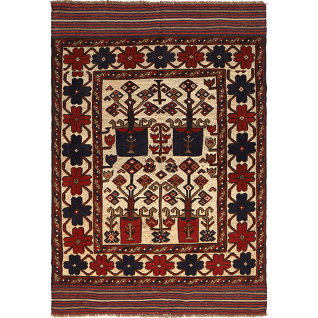Handmade Barjista Kilim Rug 4' 3" x 6' 1" ft / 130 x 186 cm - No. R22039