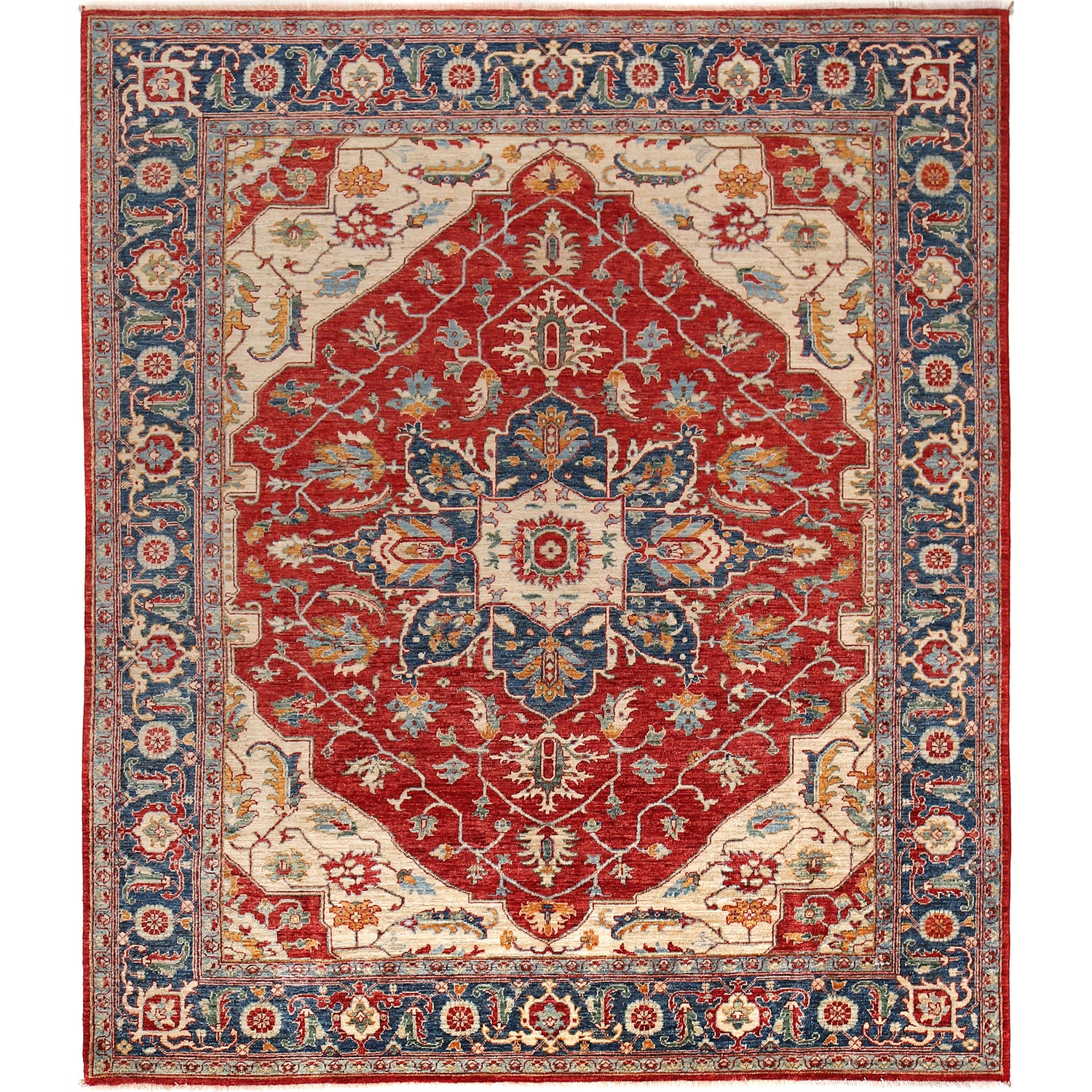 Hand Knotted Heriz Rug 8' 1" x 9' 9" ft / 247 x 296 cm - No. R22063