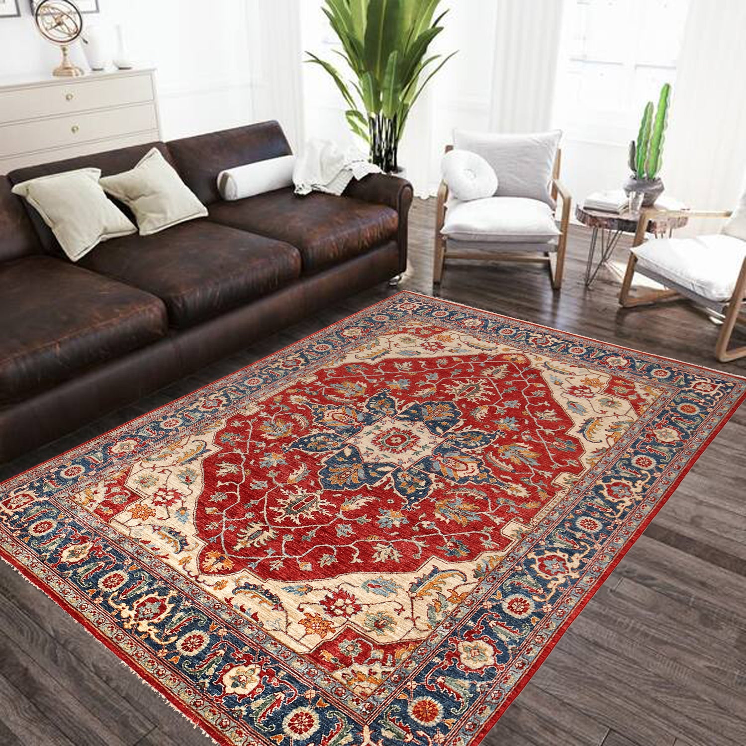 Hand Knotted Heriz Rug 8' 1" x 9' 9" ft / 247 x 296 cm - No. R22063