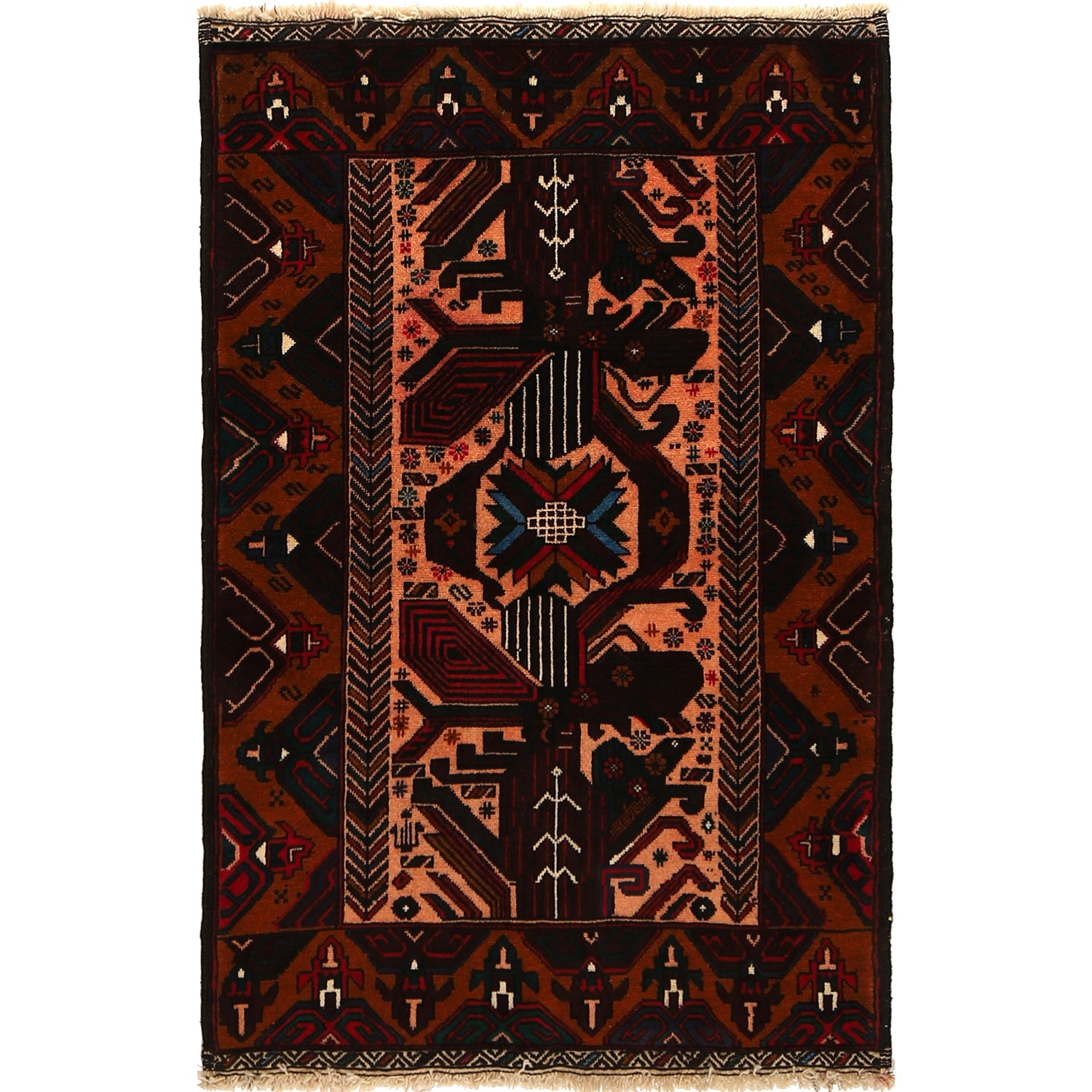 Traditional Baloch Rug 3' 1" x 4' 9" ft / 93 x 144 cm - No. R22070