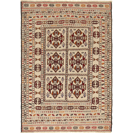 Handmade Soumak Kelim 4' 6" x 6' 5" ft / 136 x 196 cm - No. R22255